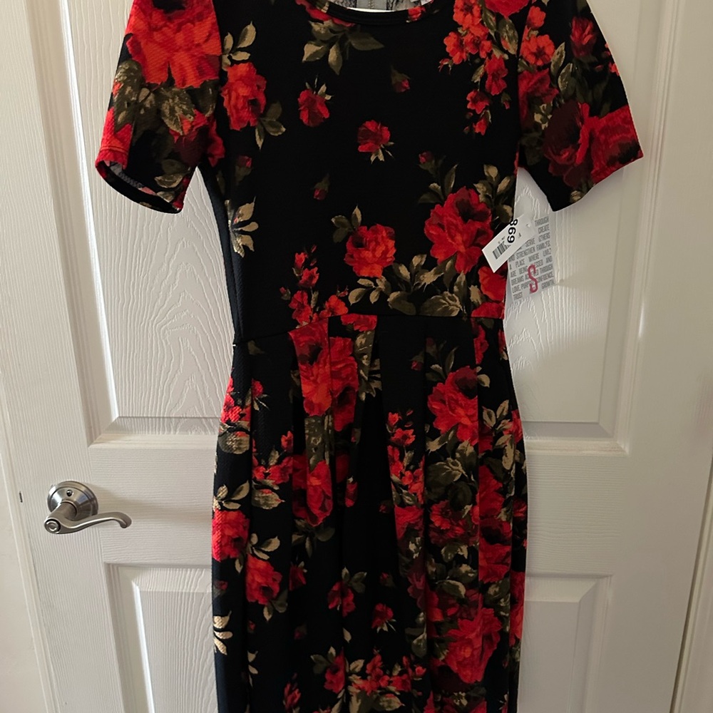 Floral Black and Red Dress